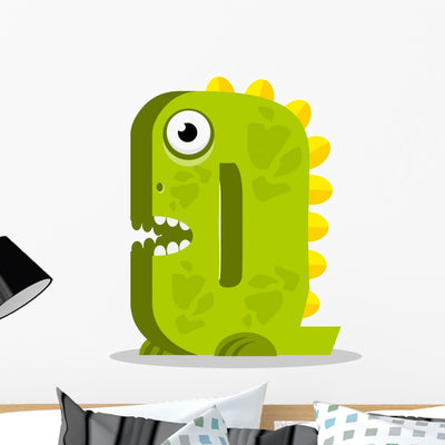 Letter Q Monster Wall Decal shown on a wall