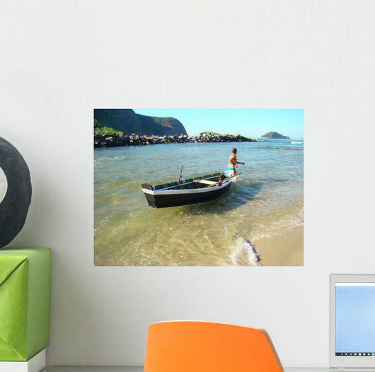 Fishing Boat Pond Wall Decal