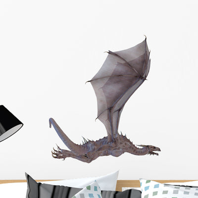 White Dragon Wall Decal shown on a wall