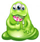Green Slime Baby Monster Eating Wall Decal