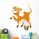 Cheerful Cow and Bucket Wall Decal