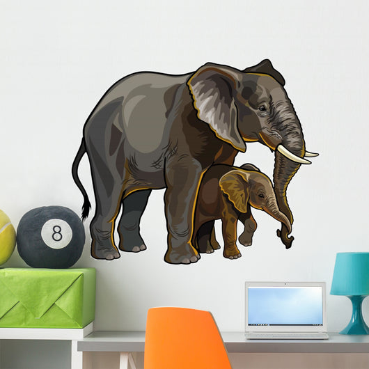 African Elephant with Baby Wall Decal