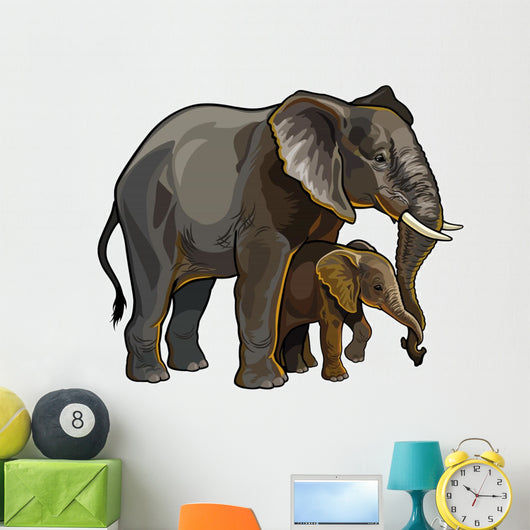 African Elephant with Baby Wall Decal