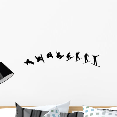 Snowboarder Wall Decal shown on a wall