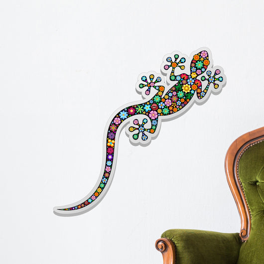Gecko Lizard Floral Sticker-adesivo Wall Decal