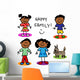 Stick Figure Black Family Wall Decal