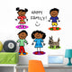 Stick Figure Black Family Wall Decal