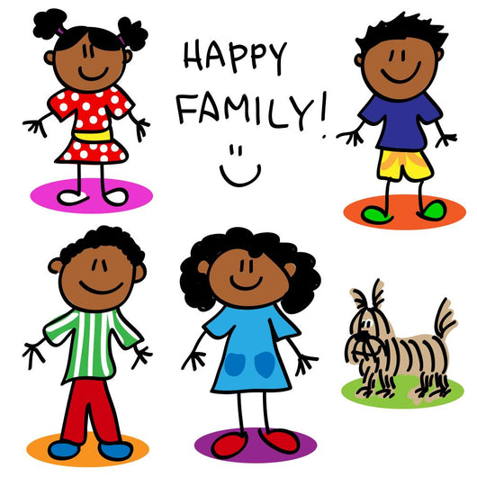 Stick Figure Black Family Wall Decal