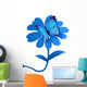 Blue Morpho Butterfly Flower Wall Decal