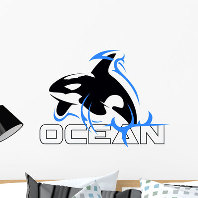 Orca Wall Decal shown on a wall
