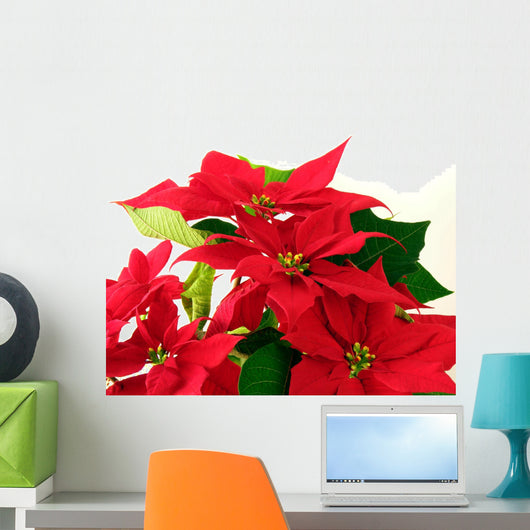 Poinsettia Red Leaves Wall Decal