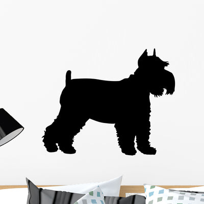 Schnauzer Silhouette Wall Decal shown on a wall