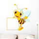 Cartoon Bee with Board Wall Decal