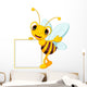 Cartoon Bee with Board Wall Decal