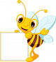 Cartoon Bee with Board Wall Decal