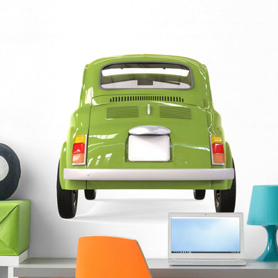 Small Italian Vintage Car Wall Decal shown on a wall