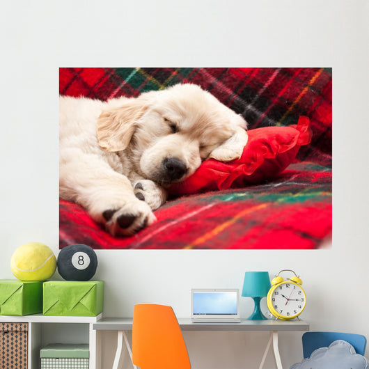 Sleeping Puppy Plaid Wall Decal