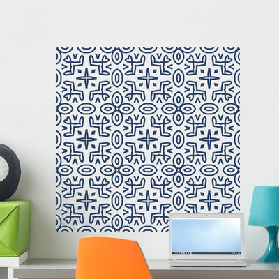Seamless Retro Pattern Wall Decal shown on a wall