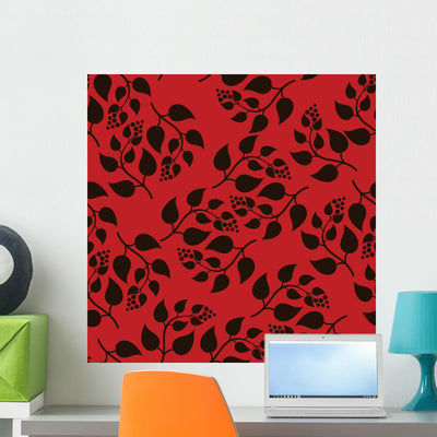 Seamless Flowers Wall Decal Design 5 shown on a wall
