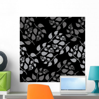 Seamless Flowers Wall Decal Design 4 shown on a wall