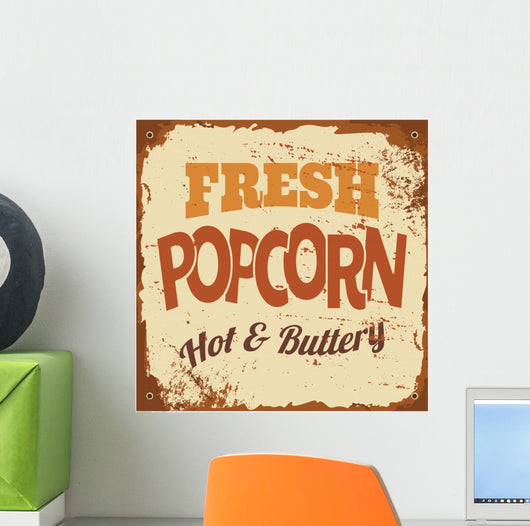 Popcorn Metal Sign Wall Decal
