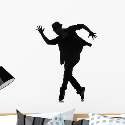 Male Dancer Wall Decal shown on a wall