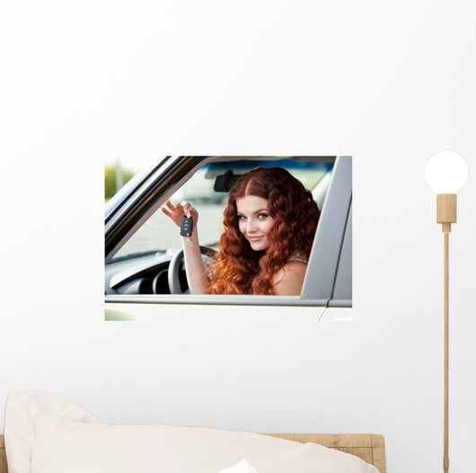 Woman Sitting Car Wall Decal