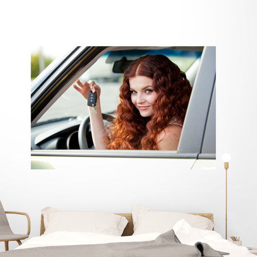 Woman Sitting Car Wall Decal