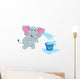 Elephant Blowing Water into Wall Decal