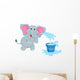 Elephant Blowing Water into Wall Decal