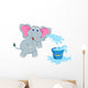 Elephant Blowing Water into Wall Decal