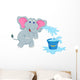 Elephant Blowing Water into Wall Decal