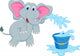 Elephant Blowing Water into Wall Decal