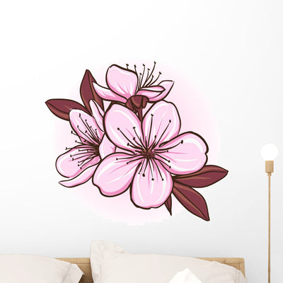 Cherry Blossom Wall Decal Design 1 shown on a wall
