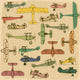 Airplanes Retro Seamless Pattern Wall Decal