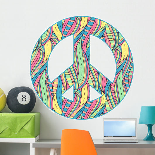 Peace Symbol White Wall Decal Design 2
