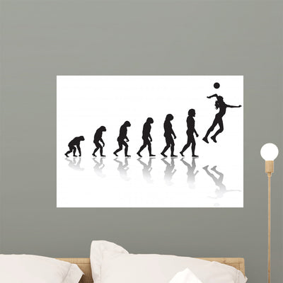 Evolution Volleyball Girl Wall Decal shown on a wall