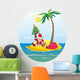 Santa Claus Tropical Island Wall Decal