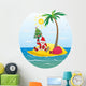 Santa Claus Tropical Island Wall Decal