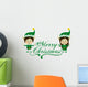 Green Christmas Elves Wall Decal