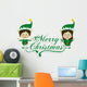 Green Christmas Elves Wall Decal