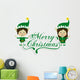 Green Christmas Elves Wall Decal