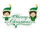 Green Christmas Elves Wall Decal