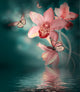 Orchids with Butterfly Colored Wall Decal Design 2