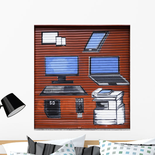 Metal Door Covered Graffiti Wall Decal