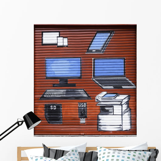Metal Door Covered Graffiti Wall Decal