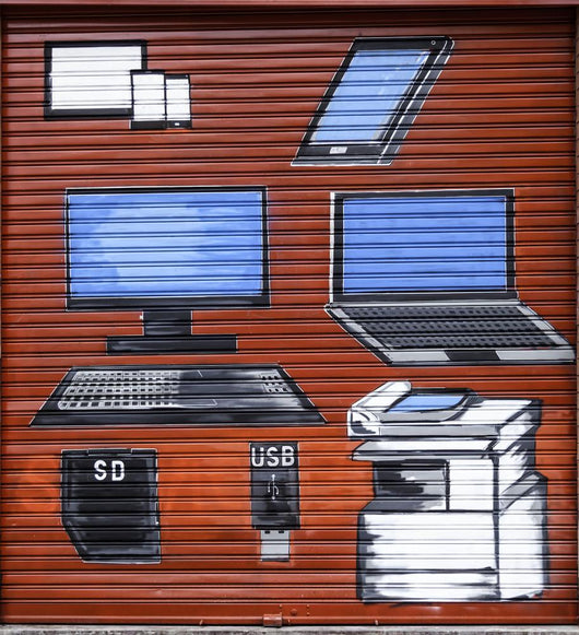 Metal Door Covered Graffiti Wall Decal