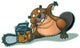Cute Beaver Starting Chainsaw Wall Decal