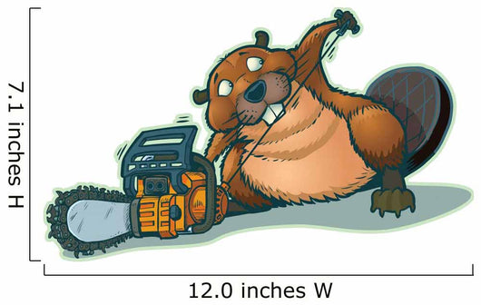 Cute Beaver Starting Chainsaw Wall Decal