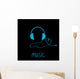 Blue Headphones with Cord Wall Decal